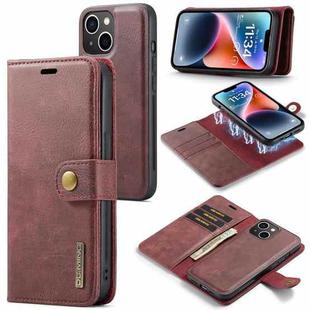 For iPhone 14 Plus DG.MING Crazy Horse Texture Detachable Magnetic Leather Case(Red)