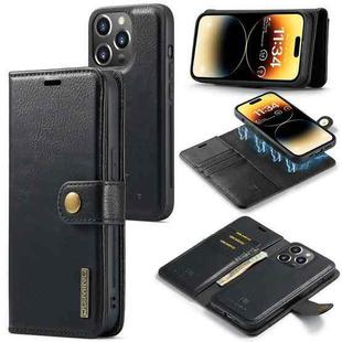 For iPhone 14 Pro DG.MING Crazy Horse Texture Detachable Magnetic Leather Case(Black)