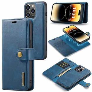 For iPhone 14 Pro DG.MING Crazy Horse Texture Detachable Magnetic Leather Case(Blue)