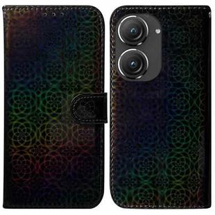 For Asus Zenfone 9 Colorful Magnetic Buckle Leather Phone Case(Black)