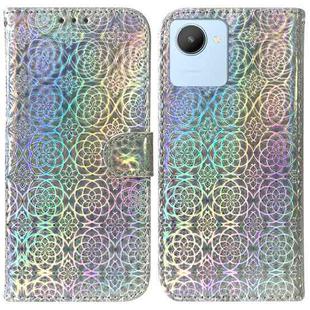 For Realme C30 Colorful Magnetic Buckle Leather Phone Case(Silver)