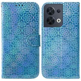 For OPPO Reno8 Colorful Magnetic Buckle Leather Phone Case(Blue)