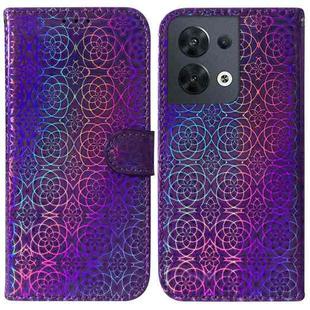 For OPPO Reno8 Colorful Magnetic Buckle Leather Phone Case(Purple)