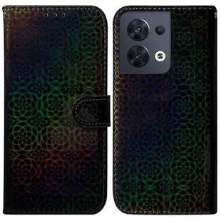 For OPPO Reno8 Colorful Magnetic Buckle Leather Phone Case(Black)