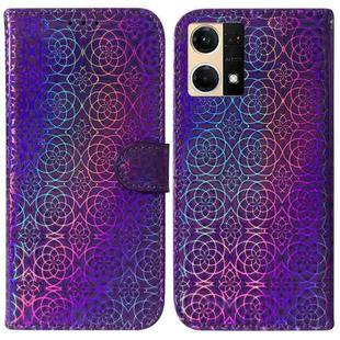 For OPPO Reno7 4G Colorful Magnetic Buckle Leather Phone Case(Purple)