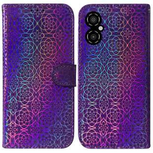 For Xiaomi Poco M4 5G Colorful Magnetic Buckle Leather Phone Case(Purple)