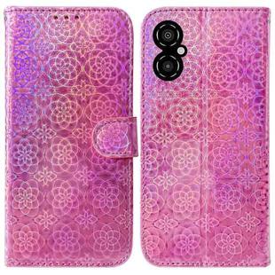 For Xiaomi Poco M4 5G Colorful Magnetic Buckle Leather Phone Case(Pink)