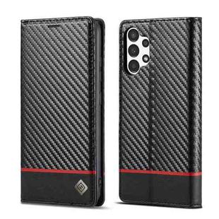 For Samsung Galaxy A13 4G/5G/A04/A04s LC.IMEEKE Carbon Fiber Flip Leather Phone Case(Horizontal Black)