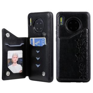 For Huawei Mate 30 Six Cats Embossing Pattern Protective Case with Holder & Card Slots & Photo Frame(Black)