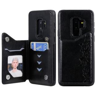 For Galaxy S9+ Six Cats Embossing Pattern Protective Case with Holder & Card Slots & Photo Frame(Black)