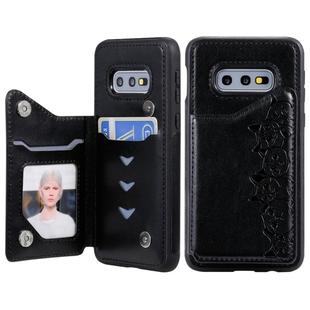 For Galaxy S10e Six Cats Embossing Pattern Protective Case with Holder & Card Slots & Photo Frame(Black)
