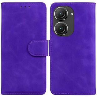 For Asus Zenfone 9 Skin Feel Pure Color Flip Leather Phone Case(Purple)