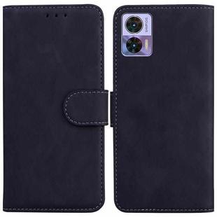 For Motorola Edge 30 Neo / Edge 30 Lite Skin Feel Pure Color Flip Leather Phone Case(Black)