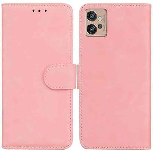 For Motorola Moto G32 Skin Feel Pure Color Flip Leather Phone Case(Pink)