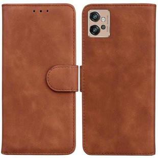For Motorola Moto G32 Skin Feel Pure Color Flip Leather Phone Case(Brown)