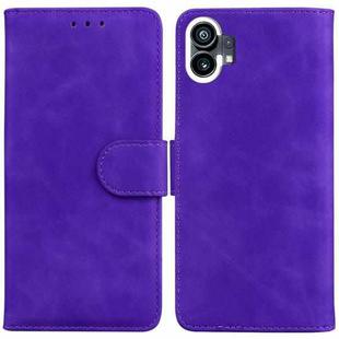 For Nothing Phone 1 Skin Feel Pure Color Flip Leather Phone Case(Purple)