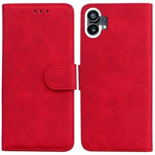 For Nothing Phone 1 Skin Feel Pure Color Flip Leather Phone Case(Red)