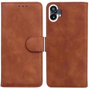 For Nothing Phone 1 Skin Feel Pure Color Flip Leather Phone Case(Brown)