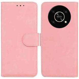 For Honor X9 / X9 5G Skin Feel Pure Color Flip Leather Phone Case(Pink)