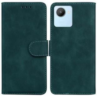 For Realme C30 Skin Feel Pure Color Flip Leather Phone Case(Green)