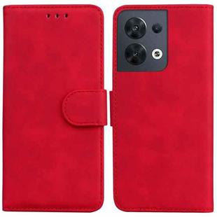 For OPPO Reno8 Skin Feel Pure Color Flip Leather Phone Case(Red)