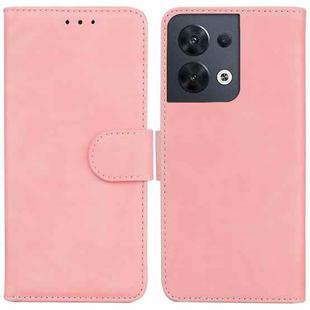 For OPPO Reno8 Skin Feel Pure Color Flip Leather Phone Case(Pink)