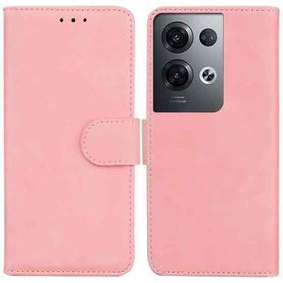 For OPPO Reno8 Pro Skin Feel Pure Color Flip Leather Phone Case(Pink)