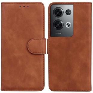 For OPPO Reno8 Pro+ Skin Feel Pure Color Flip Leather Phone Case(Brown)