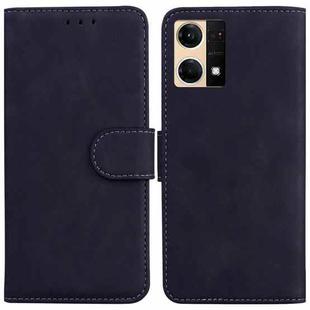 For OPPO Reno7 4G Skin Feel Pure Color Flip Leather Phone Case(Black)