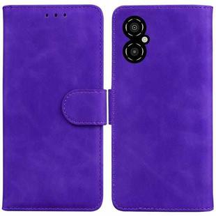 For Xiaomi Poco M4 5G Skin Feel Pure Color Flip Leather Phone Case(Purple)