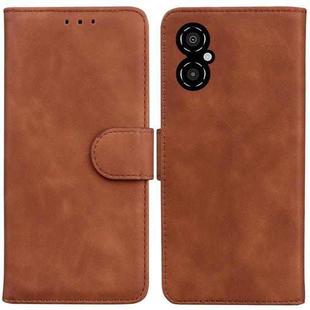 For Xiaomi Poco M4 5G Skin Feel Pure Color Flip Leather Phone Case(Brown)