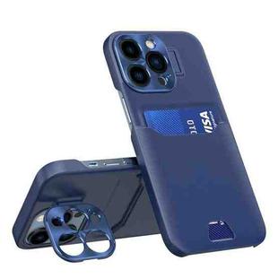 For iPhone 14 Pro Max Invisible Holder Phone Case(Sapphire Blue)