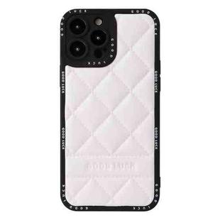 For iPhone 11 Pro Max Diamond Pattern Leather Phone Case(White)