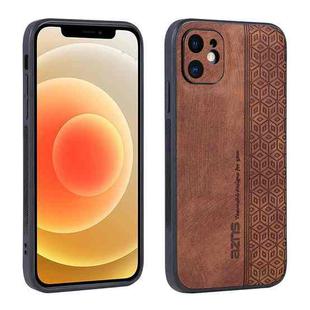 For iPhone 12 AZNS 3D Embossed Skin Feel Phone Case(Brown)