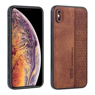 For iPhone X / XS AZNS 3D Embossed Skin Feel Phone Case(Brown)