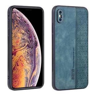 For iPhone XS Max AZNS 3D Embossed Skin Feel Phone Case(Dark Green)