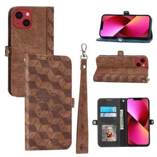 For iPhone 14 Spider Printed Leather Phone Case(Brown)