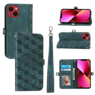 For iPhone 14 Spider Printed Leather Phone Case(Green)