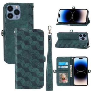 For iPhone 14 Pro Spider Printed Leather Phone Case(Green)