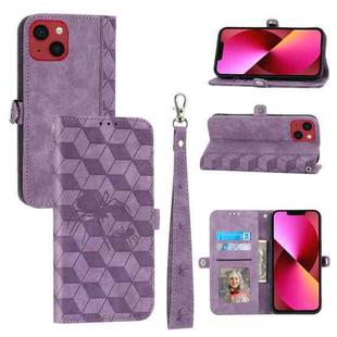 For iPhone 13 mini Spider Printed Leather Phone Case(Purple)