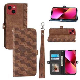 For iPhone 13 mini Spider Printed Leather Phone Case(Brown)