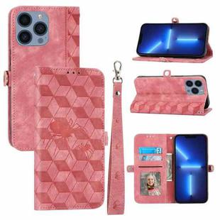 For iPhone 13 Pro Spider Printed Leather Phone Case(Pink)