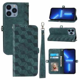 For iPhone 12 Pro Max Spider Printed Leather Phone Case(Green)