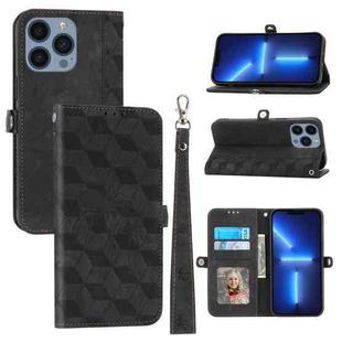 For iPhone 12 Pro Max Spider Printed Leather Phone Case(Black)