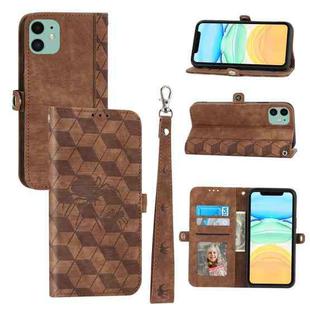 For iPhone 11 Spider Printed Leather Phone Case(Brown)