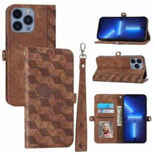 For iPhone 11 Pro Spider Printed Leather Phone Case(Brown)