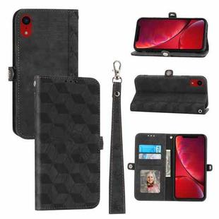 For iPhone XR Spider Printed Leather Phone Case(Black)