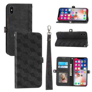 For iPhone XS Max Spider Printed Leather Phone Case(Black)