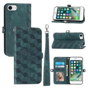 For iPhone SE 2022 / SE 2020 / 7 / 8 Spider Printed Leather Phone Case(Green)