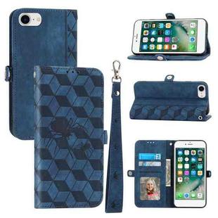 For iPhone SE 2022 / SE 2020 / 7 / 8 Spider Printed Leather Phone Case(Blue)